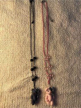 Pink Teddy Bead Necklace and Black Teddy Bead Necklace